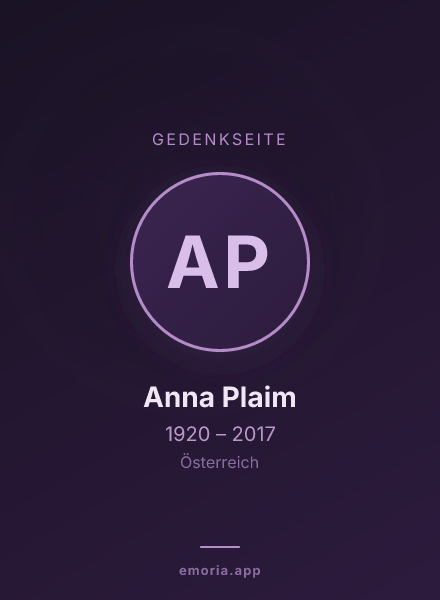 Gedenkportrait von Anna Plaim