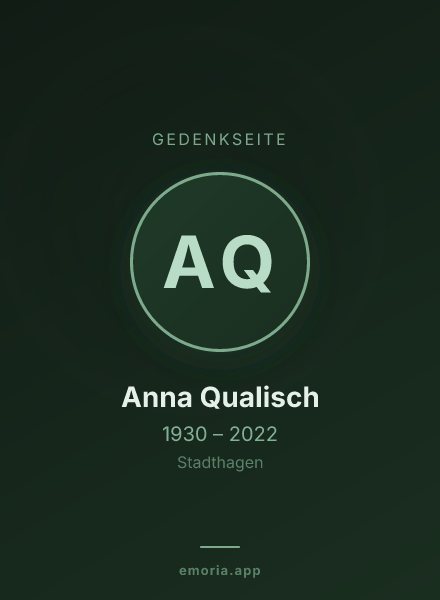 Gedenkportrait von Anna Qualisch