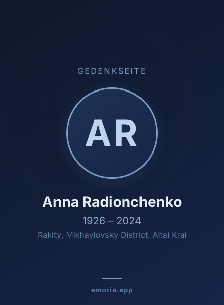Gedenkportrait von Anna Radionchenko