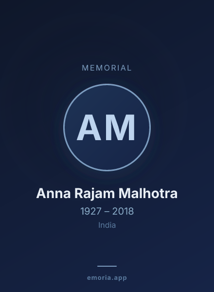 Memorial portrait of Anna Rajam Malhotra