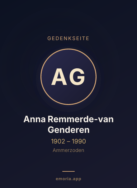 Gedenkportrait von Anna Remmerde-van Genderen
