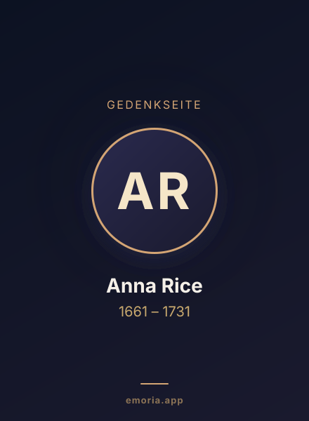 Gedenkportrait von Anna Rice