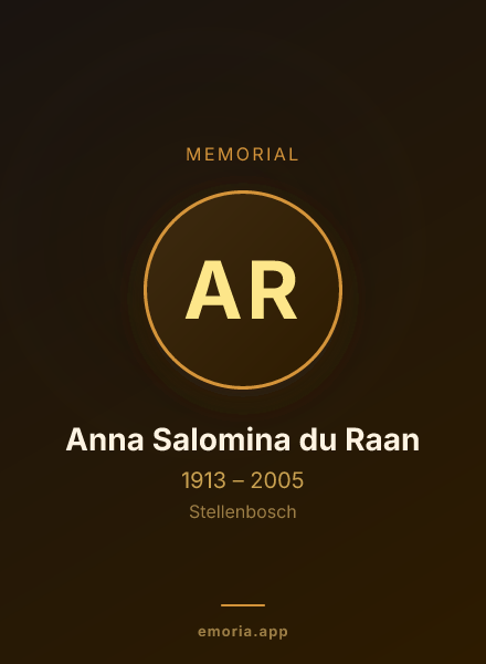 Memorial portrait of Anna Salomina du Raan