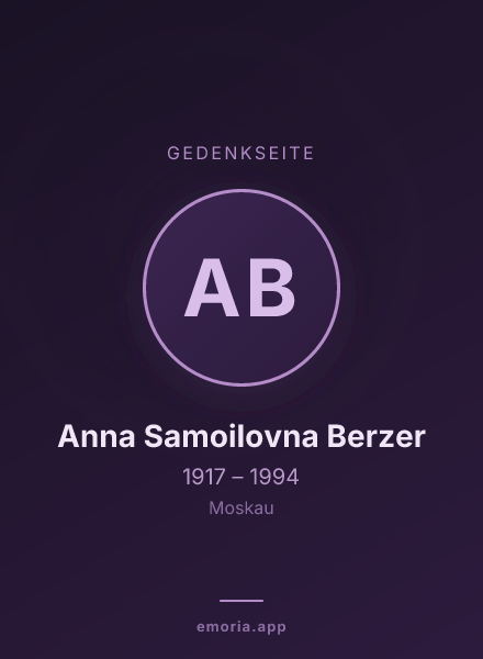 Gedenkportrait von Anna Samoilovna Berzer