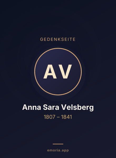 Gedenkportrait von Anna Sara Velsberg