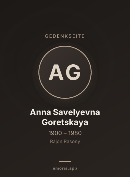 Gedenkportrait von Anna Savelyevna Goretskaya
