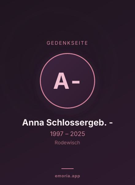 Gedenkportrait von Anna Schlossergeb. -