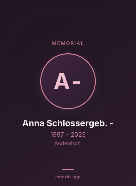 Memorial portrait of Anna Schlossergeb. -
