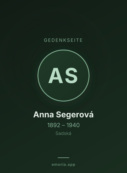 Gedenkportrait von Anna Segerová