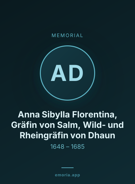 Memorial portrait of Anna Sibylla Florentina, Gräfin von Salm, Wild- und Rheingräfin von Dhaun