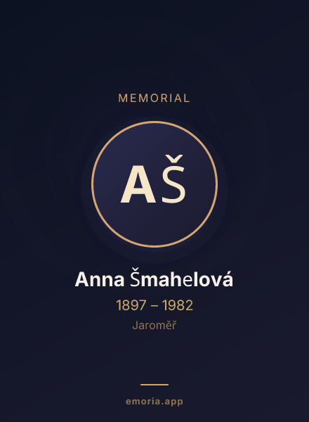 Memorial portrait of Anna Šmahelová