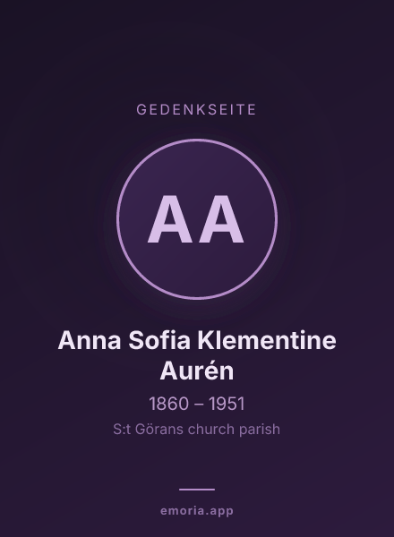 Gedenkportrait von Anna Sofia Klementine Aurén