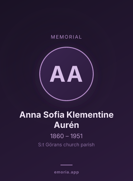 Memorial portrait of Anna Sofia Klementine Aurén