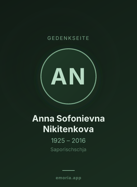 Gedenkportrait von Anna Sofonievna Nikitenkova