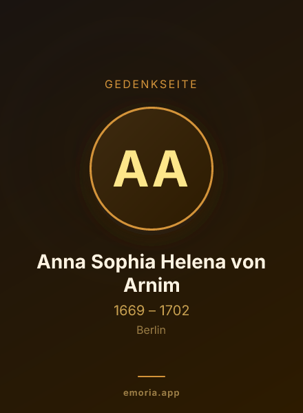 Gedenkportrait von Anna Sophia Helena von Arnim