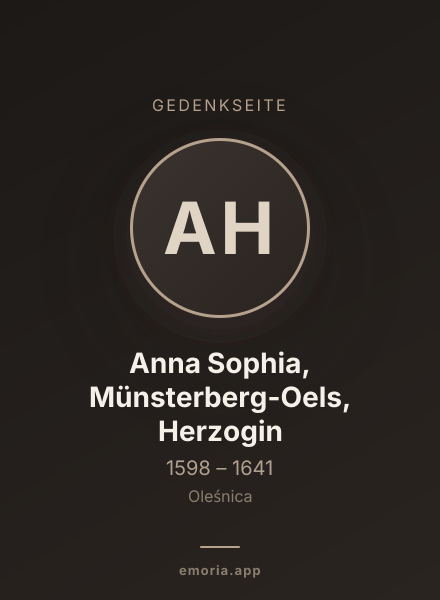 Gedenkportrait von Anna Sophia, Münsterberg-Oels, Herzogin