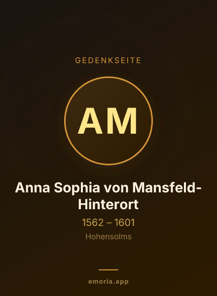 Gedenkportrait von Anna Sophia von Mansfeld-Hinterort