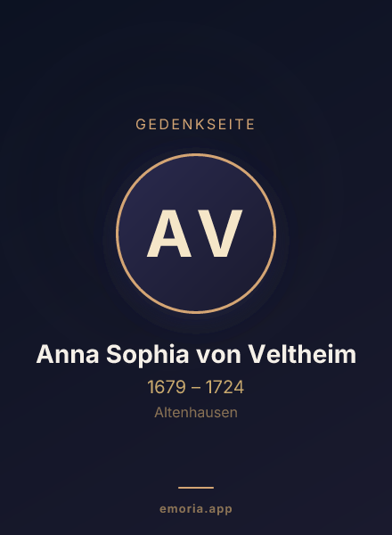 Gedenkportrait von Anna Sophia von Veltheim