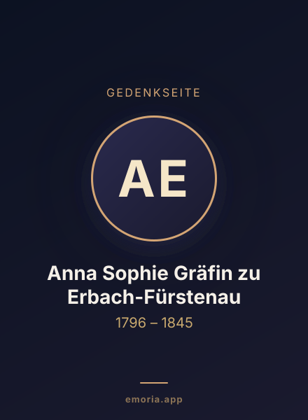 Gedenkportrait von Anna Sophie Gräfin zu Erbach-Fürstenau