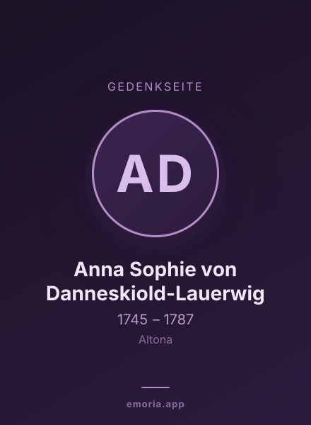 Gedenkportrait von Anna Sophie von Danneskiold-Lauerwig