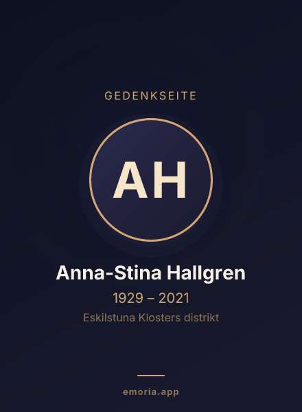 Gedenkportrait von Anna-Stina Hallgren