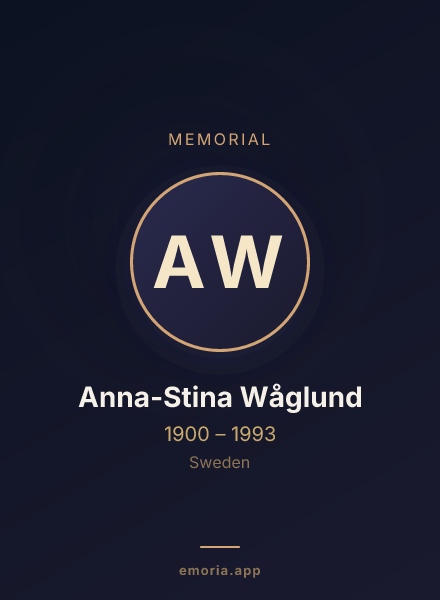 Memorial portrait of Anna-Stina Wåglund