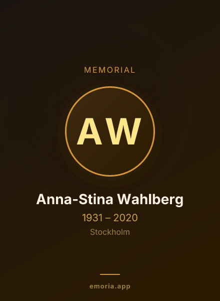 Memorial portrait of Anna-Stina Wahlberg