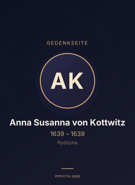 Gedenkportrait von Anna Susanna von Kottwitz