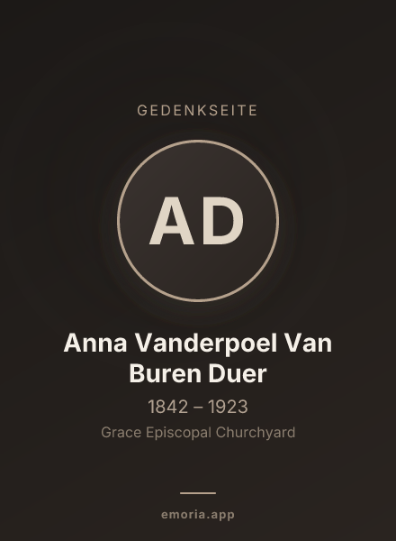 Gedenkportrait von Anna Vanderpoel Van Buren Duer