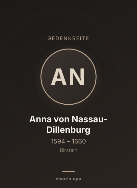 Gedenkportrait von Anna von Nassau-Dillenburg
