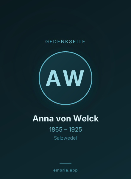 Gedenkportrait von Anna von Welck