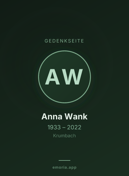 Gedenkportrait von Anna Wank