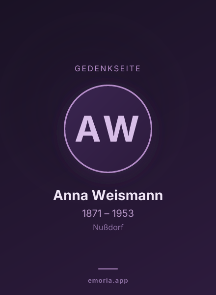 Gedenkportrait von Anna Weismann