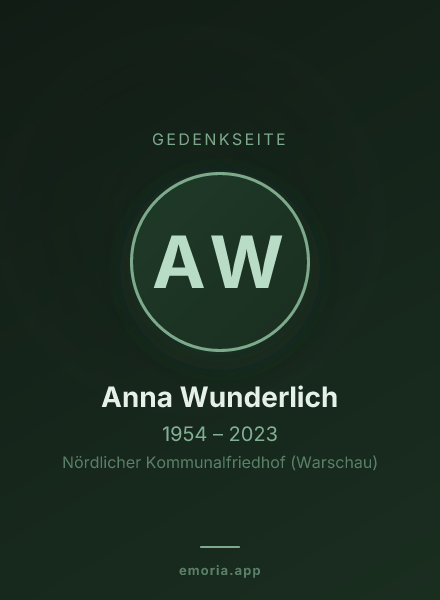 Gedenkportrait von Anna Wunderlich