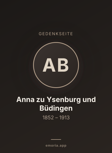 Gedenkportrait von Anna zu Ysenburg und Büdingen