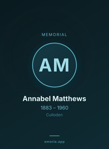 Memorial portrait of Annabel Matthews