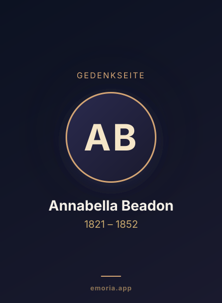 Gedenkportrait von Annabella Beadon