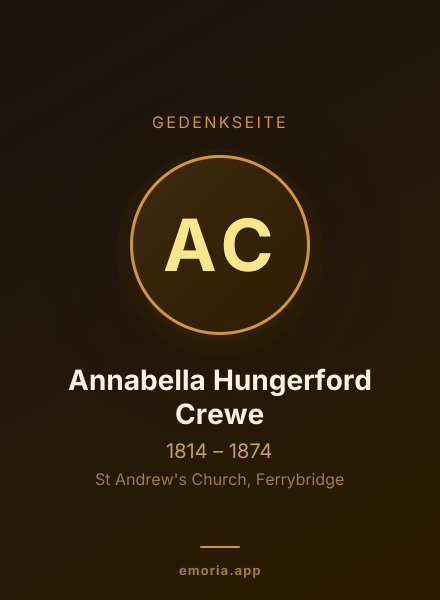 Gedenkportrait von Annabella Hungerford Crewe