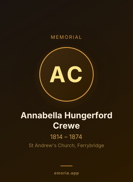 Memorial portrait of Annabella Hungerford Crewe