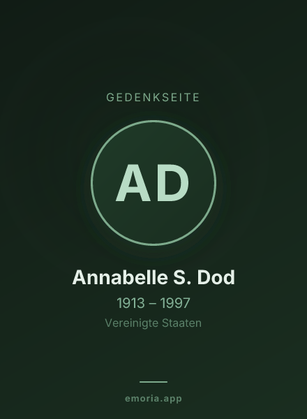 Gedenkportrait von Annabelle S. Dod