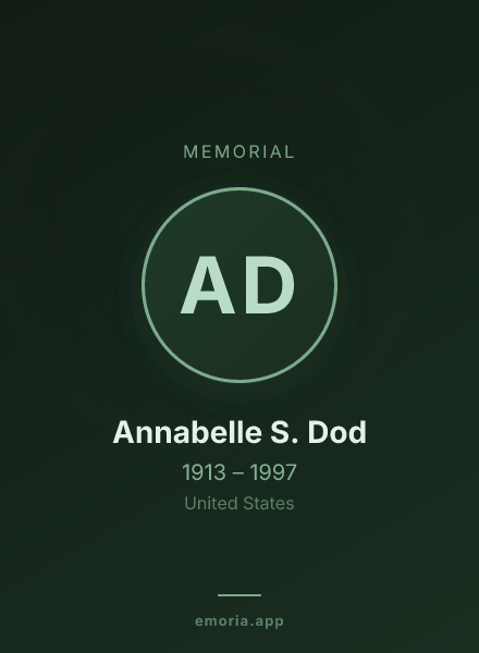 Memorial portrait of Annabelle S. Dod