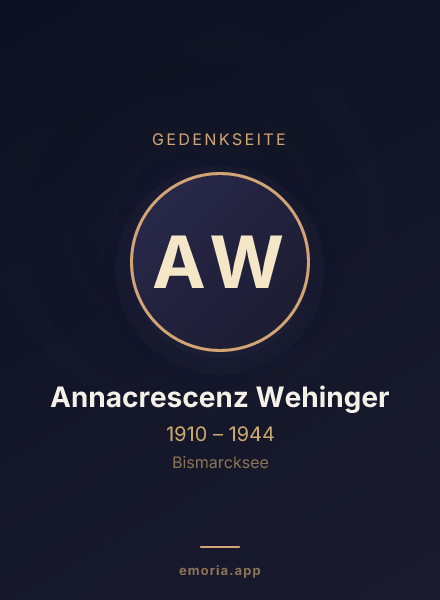 Gedenkportrait von Annacrescenz Wehinger