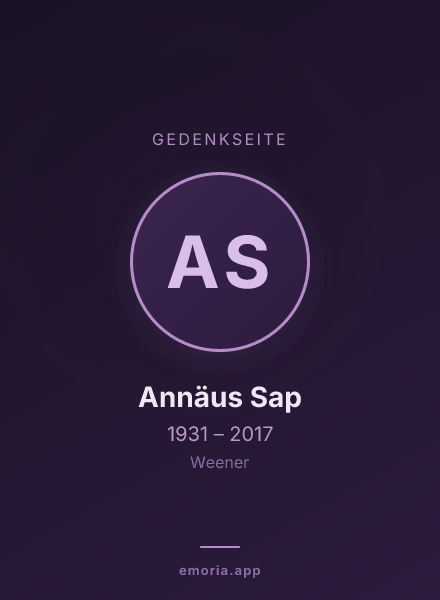 Gedenkportrait von Annäus Sap
