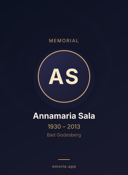 Memorial portrait of Annamaria Sala