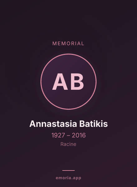 Memorial portrait of Annastasia Batikis