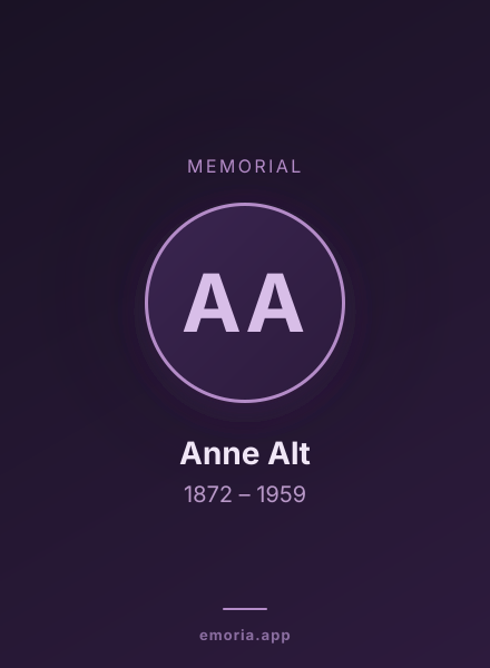 Memorial portrait of Anne Alt