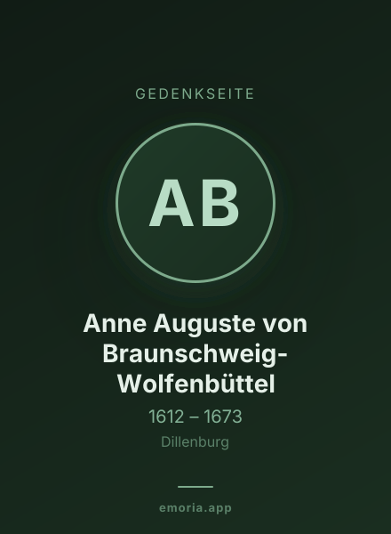 Gedenkportrait von Anne Auguste von Braunschweig-Wolfenbüttel