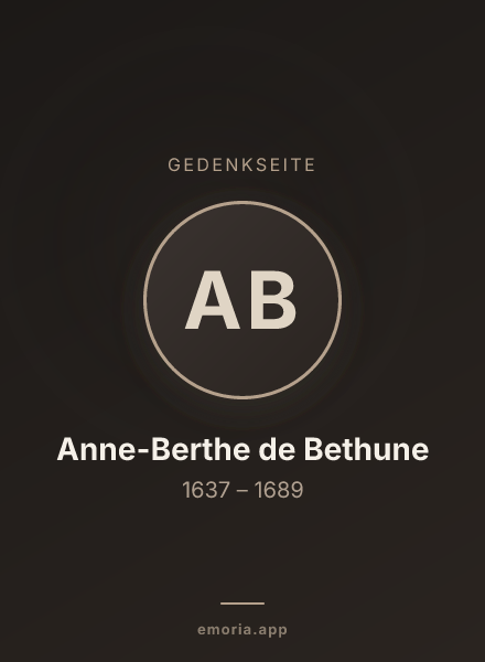 Gedenkportrait von Anne-Berthe de Bethune
