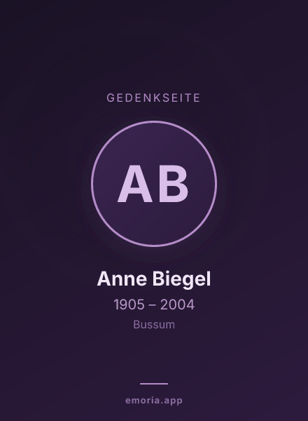 Gedenkportrait von Anne Biegel