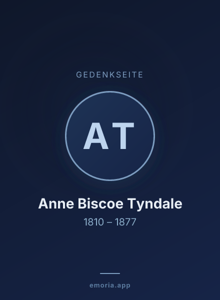 Gedenkportrait von Anne Biscoe Tyndale
